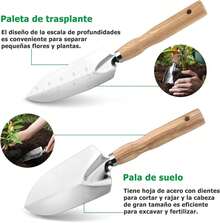 Jardineria Herramientas, Juego de 5 Herramientas para Jardín, Pala, Tenedor, Rastrillo Herramientas para Jardinería, Kit de Herramientas de Jardinería Resistentes de Acero Inoxidable - 1 - Ver 6