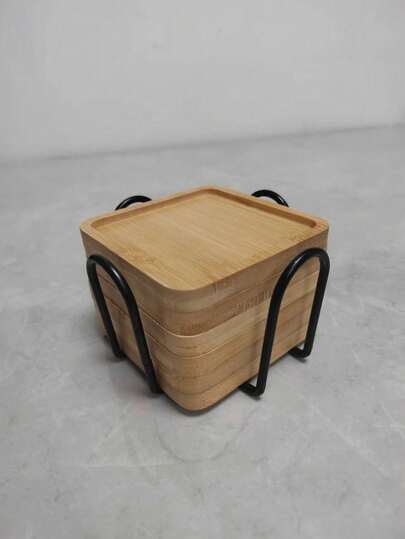 Set di 6 sottobicchieri in bambù con supporto, adatti per il tavolino da caffè, sottobicchieri in legno per vasi di piante, protezione per il piano d'appoggio, regali di inaugurazione della casa, sottobicchieri quadrati/rotondi in bambù per vasi di fiori, vassoi per bevande, protezione per piante da tavolo, decorazione per la casa e l'ufficio, sottobicchieri in bambù per mosaico fai-da-te, vassoi con piedistallo vuoti, sottobicchieri per bevande, sottobicchieri per piante, piatti d'arte (set da 6 pezzi, mosaico non incluso)