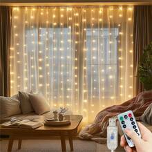 Luzes de fundo para decoração de Natal, luzes LED suspensas para ambientes internos, fonte de alimentação USB, luzes de cortina para quarto, 8 modos de iluminação, crie uma atmosfera festiva