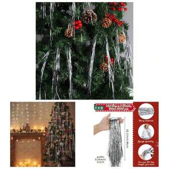 6000 Strands Tinsel Icicles Tree Tinsel Tree Xmas New Years Eve Festivals Decor Birthday Party SuppliesSilver