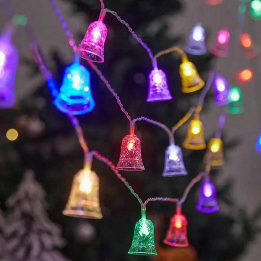 أضواء سلسلة أجراس LED، 10 أو 20 ضوء جرس LED بالبطارية، مناسبة لأعياد الميلاد والسنة الجديدة والشكر وديكور الحديقة والفناء والحفلات، أضواء جنية.