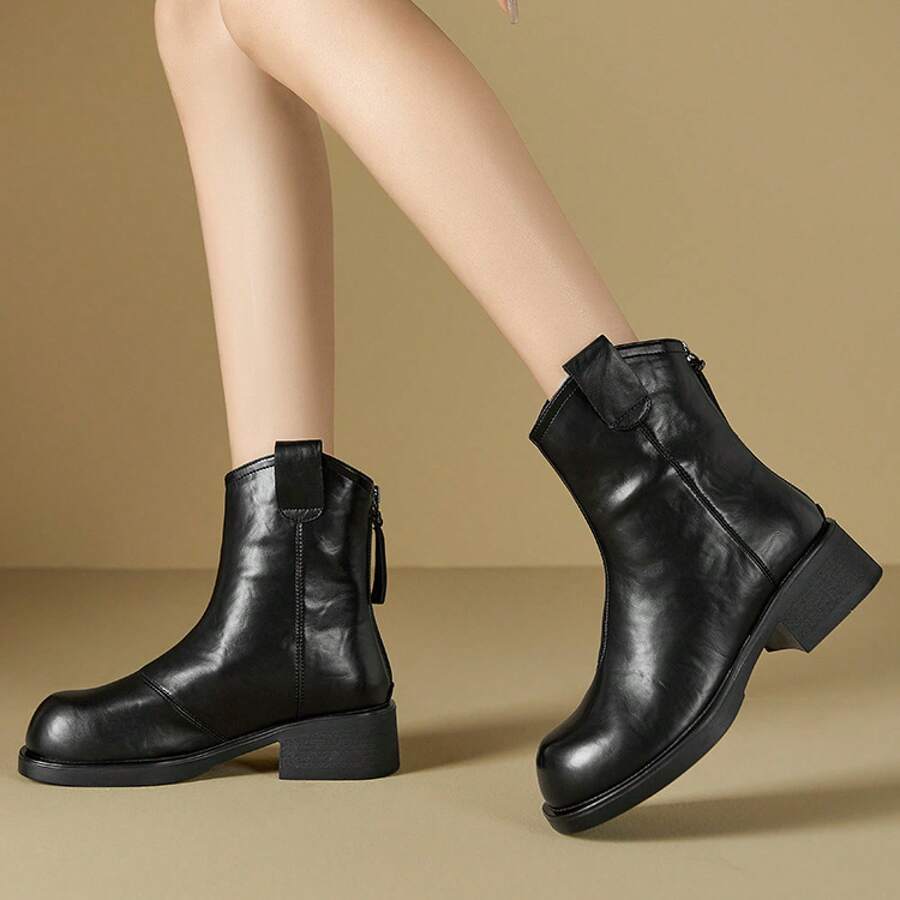Women Ankle Boots & Booties - Black Fleece Lining - View 1