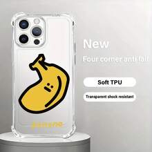 Funda de Teléfono Transparente Anti-Caída de Cuatro Esquinas con Diseño de Plátano Divertido para 16, 15, 14, 13, 12/16, 15, 14 Plus/16, 15, 14, 13, 12 Pro/16, 15, 14, 13, 12 Pro/11/11 Pro/XR/XS Accesorios para Teléfono, Adecuado para Regalo de Todas las Estaciones - Colores mixtos - Ver 9