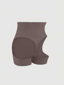 1pc Gray High Waist Tummy Control Shapewear Pants, Slimming, Butt Lifting, Plus Size, Fashionable