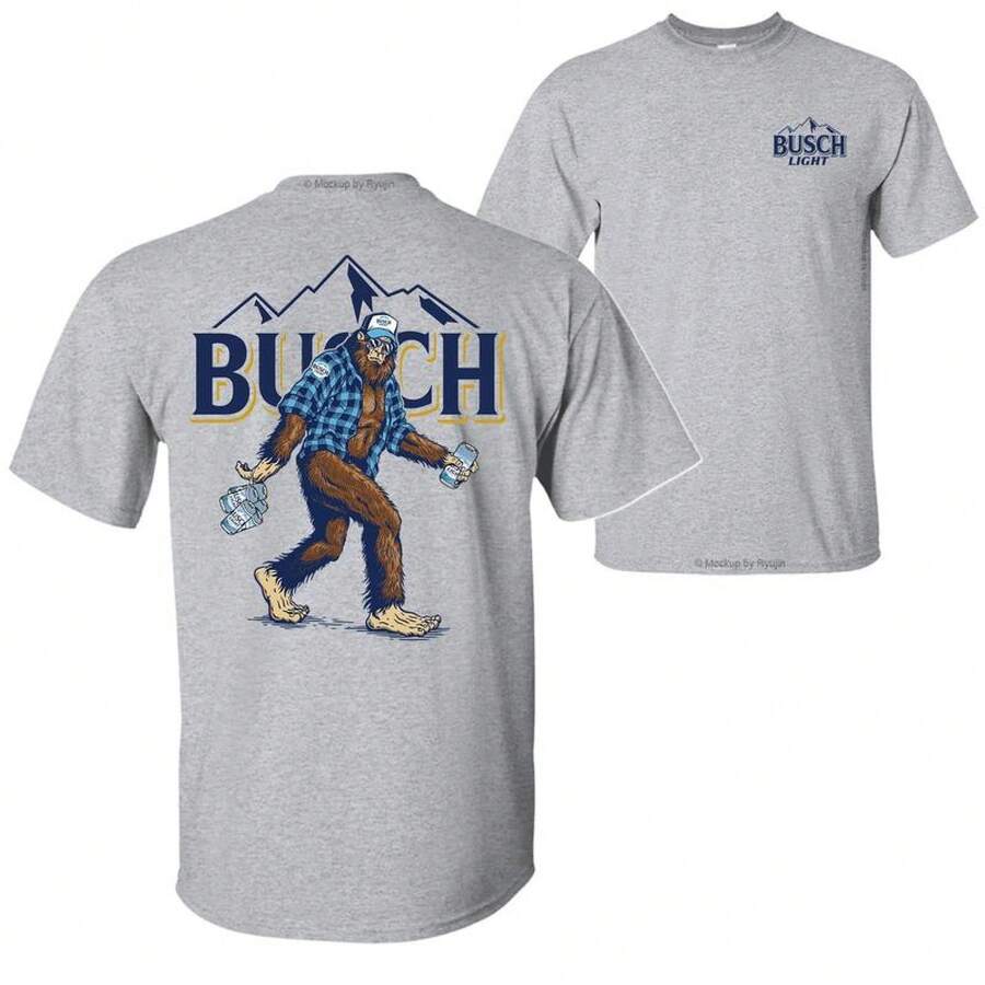 Bigfoot Bush Light T-Shirt Hoodie, 2 Sided Graphic Printed Unisex Classic Comfort Cotton T-Shirts In All Sizes All Colors For Men For Women100% Heavy Cotton Hoodie - Màu xám thể thao - Xem 1