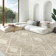 Large Washable 6x9 Area Rug: Boho Moroccan Geometric Neutral, Non-Slip Foldable Indoor Floor Carpet For Living Room, Bedroom, Dining Table - Beige, 6X9 - Krem Beige - View 9
