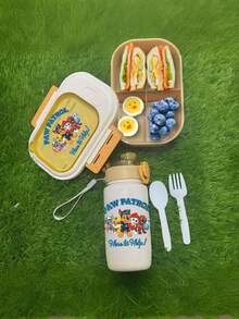 Paw Patrol 2 pièces/set Bouteille d'eau de sport en plastique et boîte à lunch Paw Patrol, personnage de dessin animé mignon 420 ml (14 oz), bleu, rose, jaune pour les activités extérieures, le camping, la conduite, les cadeaux d'anniversaire, les cadeaux de Noël, les passionnés de fitness hommes et femmes (certaines pièces peuvent être aléatoires)