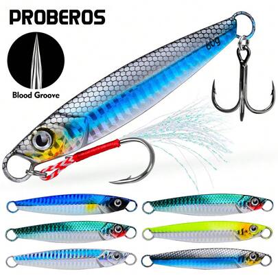 PROBEROS 5pcs Metal Jig Bait 17g 21g 24g 30g 40g 60g Artificial Hard Fish Lure Sinking Far Casting Jigging Bait Spoon Spinnerbait For Fishing
