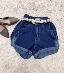The Lemon 9041 Women's Denim Shorts Youth Natural Shorts 9041 - 深色水洗藍 - 查看 3