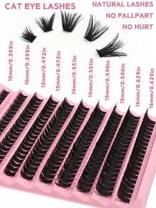 200pcs/60pcs Russian Volume D Curl Segmented Cat Eye False Eyelashes, 10-16mm Mixed Size Design 80D, Natural Soft Segmented False Lashes, Thick Curly For DIY Home Use, Suitable For Dates, Daily, Parties, Stage, Travel, Essential For Easter, Thanksgiving, Christmas, Halloween Makeup, Great Gift & Beginner Friendly - D - View 7