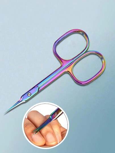 1 foarfecă pentru cuticule cu lamă curbată din oțel inoxidabil, foarfecă mică multifuncțională pentru unghii, sprâncene, gene, piele uscată