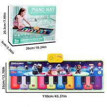 1 pezzo Tappetino musicale per pianoforte per bambini, tappeto elettronico multifonzione per gioco di batteria con i piedi, regolazione del volume, riproduce suoni di animali diversi, 6 modalità strumentali, tappetino per pianoforte impermeabile, tappeto da ballo musicale, regalo di Natale per bambini e bambine, adatto per interazione genitore-figlio in casa, richiede 3 batterie AA (non incluse)