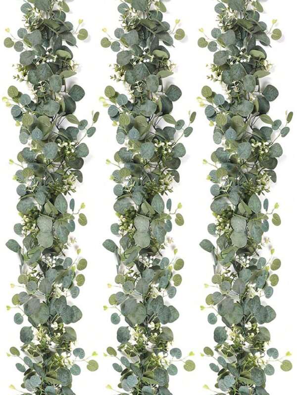 1/2/4 Pcs 70 Inch/5.9 Ft Artificial Eucalyptus Wreath With Baby's Breath, Fake Gypsophila Garland Green Floral Vine, For Easter, Mother's Day Decoration, Room, Bedroom, Wedding, Party, Table Runner, Curtain, Bathroom, Home Decor