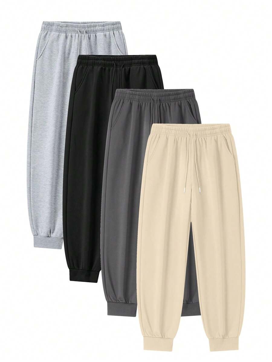 Women's Daily Casual Ankle Pants, Featuring A Solid Color Design That Is Simple And Versatile. The Drawstring Design Allows For Free Adjustment Of Tightness. Suitable For All Four Seasons. - Khaki - View 1
