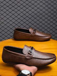 男士乐福鞋 新款休闲鞋 百搭莫卡辛鞋 一脚蹬渔夫鞋 宽松鞋 青少年鞋 真皮平底船鞋 男鞋 黑色正装鞋 休闲鞋 平底鞋（尺码偏小偏窄，请选购大两码） - 棕色 - 查看 5