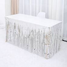 1 Stück 75*183cm geeignet für kleinen Esstisch Tischdecke, Einweg Aluminiumfolie Girlande Tischrock, geeignet für Geburtstags-Party, Hochzeit, Weihnachts Tischdekoration, Fröhliche Weihnachten