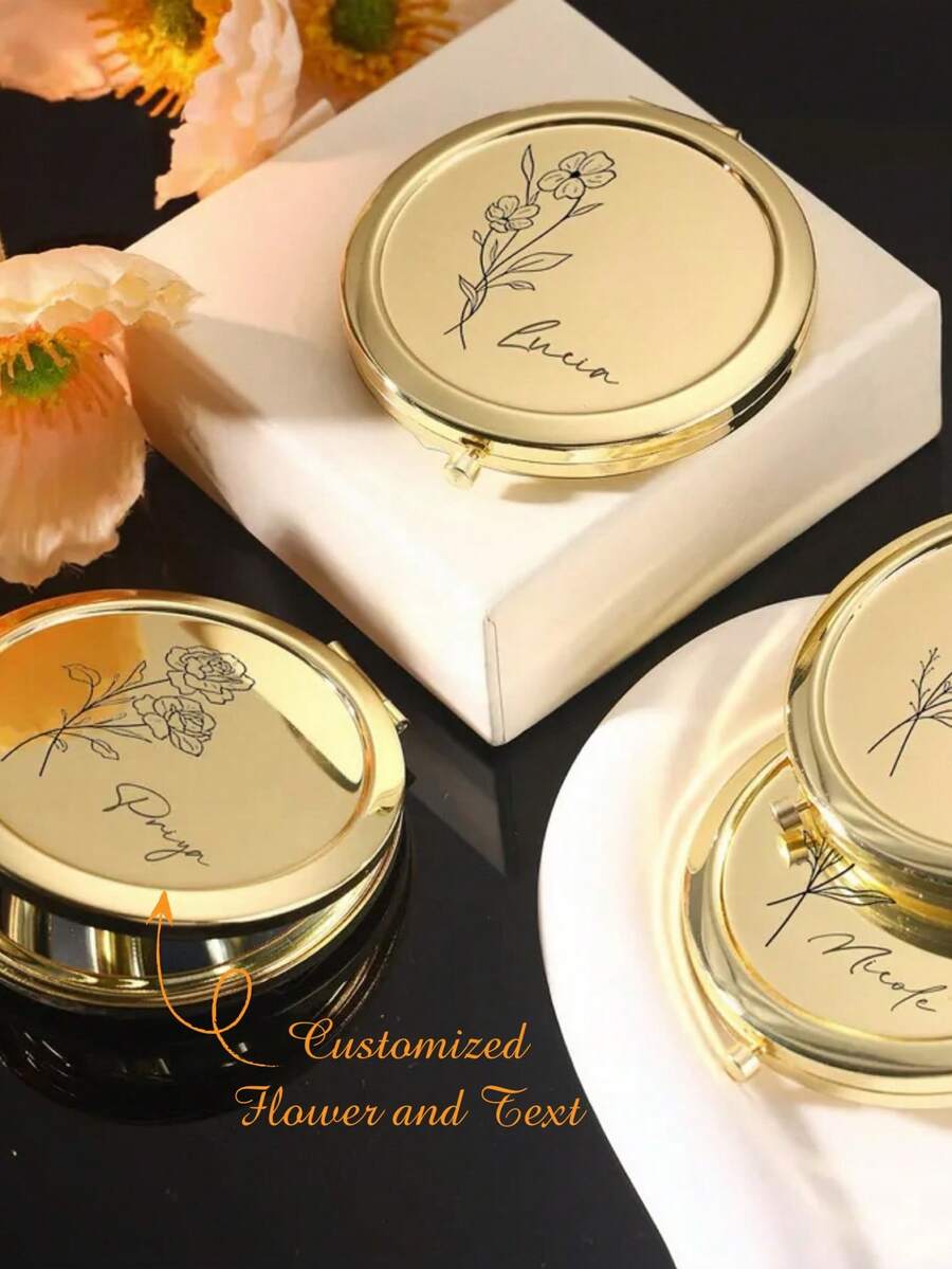 Gương trang điểm cá nhân hóa, Quà tặng cho phù dâu, Gương trang điểm hoa sinh nhật, Gương bỏ túi cho nữ, Quà cảm ơn phù dâu, Quà tặng tiệc cưới, Quà tặng Ngày của Mẹ - Phong cách 2 - Xem 1