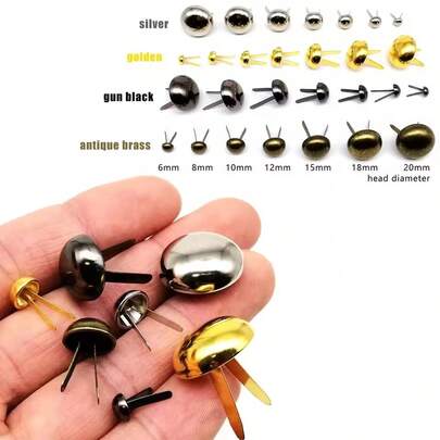 50/100pcs Metal Semi Ball Round Two Leg Feet Pierced Rivet Stud Nail For DIY Hand Work Leather Craft Bag Handbag Bottom Protecting