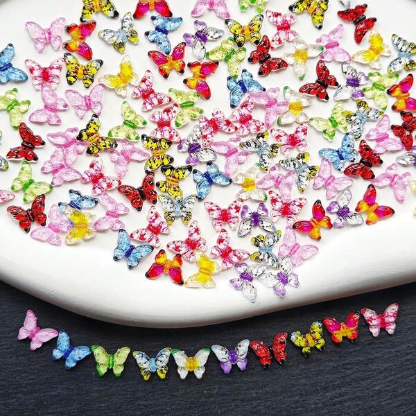 32/72 piezas Mini decoraciones de mariposas de resina, decoración con tema de insectos coloridos, adecuado para manualidades DIY, pasadores de pelo, joyería, manualidades navideñas, artículos festivos, decoración del hogar, decoración de oficina, para diversas ocasiones y decoraciones de boda