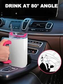40 Oz Tumbler With Handle And Straw, 100% Leakproof Insulated Tumbler With Lid And Flexible SoftSip Straw, Cup Holder Friendly Insulated Stainless Steel Travel Mug For Iced Coffee, Tea, Hot And Cold Drink - Tay cầm màu trắng + hồng - Xem 7