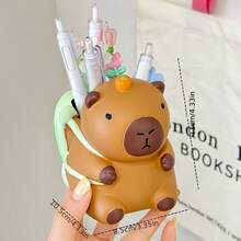 حامل أقلام بشكل سلحفاة لطيف - يتميز بعيون تعبيرية وتصميم شكل حقيبة الظهر، مناسب للطلاب والعمل المكتبي وديكور المنزل - يمكن أن يحتوي على أقلام حبر، أقلام رصاص، وأقلام تحديد - هدية عيد ميلاد/تخرج خفيفة الوزن (بني)، شخصية كرتونية، سطح ناعم، إكسسوار لا غنى عنه للمكتب، إكسسوار نادر.