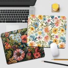1 Blumen-Design Quadratische Mausunterlage, rutschfeste Gummibasis Büro Schreibtischunterlage, Größe 26 * 21 cm tragbar für Zuhause Computer Schreibtischunterlage, Gewicht 85g geeignet für Laptops, zufällig bedruckter Bereich
