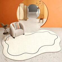 1 قطعة سجادة صناعية من الكشمير البيج الناعمة جداً، قابلة للغسيل، فاخرة، مناسبة لغرفة النوم والصالة والاستخدام الداخلي/الخارجي، بتصميم إبداعي وأسلوب بسيط، سجادة زخرفية