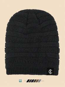 时尚男士“CK”标签针织帽，冬季户外羊毛保暖帽，适合钓鱼、爸爸等。女士休闲纯色宽松帽，轻便、柔软舒适，适合通勤、户外活动、徒步旅行、滑雪、狩猎，是送给朋友和家人、万圣节、圣诞节的理想礼物