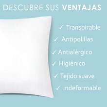 Relleno de Cojín de Fibra Hueca Siliconada de Alta Recuperación 2/4/6 Unidades, Suave, Mullido, Antialérgico. Cojín Decorativo para Casa, Dormitorio, Salón o Coche - Blanco - Ver 2