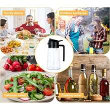1pc 470ml Kitchen Reusable Oil Sprayer Bottle, High Pressure Oil Mister Dispenser, Glass Oil Sprayer Bottle For Cooking, Baking, Salad, Grilling, Kitchen Tool (Random Style & Color)