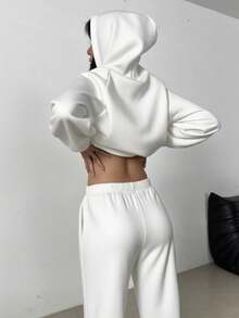 2Pcs/Set Warmth&Plush,Women's Loose Long Sleeve Hoodie With Pockets And Sweatpants,For Fall Autumn&Winter&Spring,Daily/Offce/Home/Daily