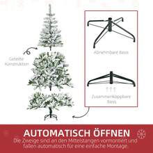 Artificial Christmas Tree, Snow Effect, Flame-Retardant, Hinged Construction, Green/White - 1 - 查看 3
