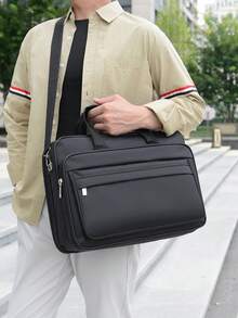 NEWHEY 男士斜挎包 15.6 英寸防水笔记本电脑包 休闲挎包 男士大号大学电脑包 办公室工作公文包 时尚斜挎包 单肩手提包 笔记本电脑包 钱包收纳包 - 黑色 - 查看 6