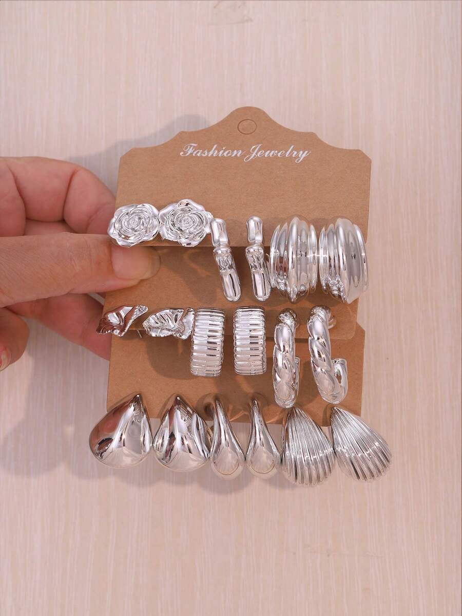 Pendientes de botón de plata, pendientes minimalistas de gota de resina, elegantes y de moda