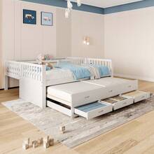 Kids Bed Frames, Headboards & Footboards - White + Pine + 90cm*200cm-1 - View 4