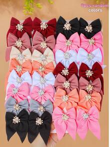 2/8/16件套仿珍珠蝴蝶结发夹套装 - 适合喜爱优雅甜美风格的女孩和女士，多色蝴蝶结饰以仿珍珠，精致吸睛，适用于日常、上学、约会、派对等各种场合，轻松增添优雅甜美气息，提升造型质感。秋季必备，女士旅行必备，美发工具，发饰，发夹 - 彩色 - 查看 12