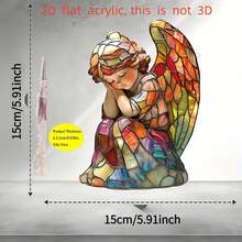 1 pièce Ange acrylique 2D exquis - Décoration murale de style verre peint coloré, convient pour le salon, la chambre à coucher, le studio - Cadeau idéal pour le Nouvel An et les amateurs de contes de fées, sans alimentation électrique, plat 2D