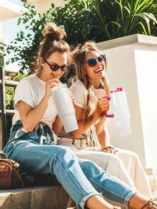 40 Oz Tumbler With Handle And Straw, 100% Leakproof Insulated Tumbler With Lid And Flexible SoftSip Straw, Cup Holder Friendly Insulated Stainless Steel Travel Mug For Iced Coffee, Tea, Hot And Cold Drink - Tay cầm màu trắng + hồng - Xem 2