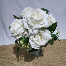 Pink Velvet Bouquet Artificial Flower For Wedding Decoration, Arrangements, Decorating Parties And Home - 白色 - 查看 1