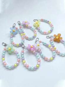 Pink Mobile Phone Lanyard, Korean Pearl Flower Decoration, Key Chain Key Chain Bag Pendant Bag Pendant Bag Ornaments Chain Bag Hanging Ornaments, Suitable For Mobile Phones, Bags, Key Chains, Etc. Suitable For Girls, Women, College Students, New Employees, White-Collar Women Gift Accessories Decoration. Car Pendants, Women'S Key Chains, Key Pendants,