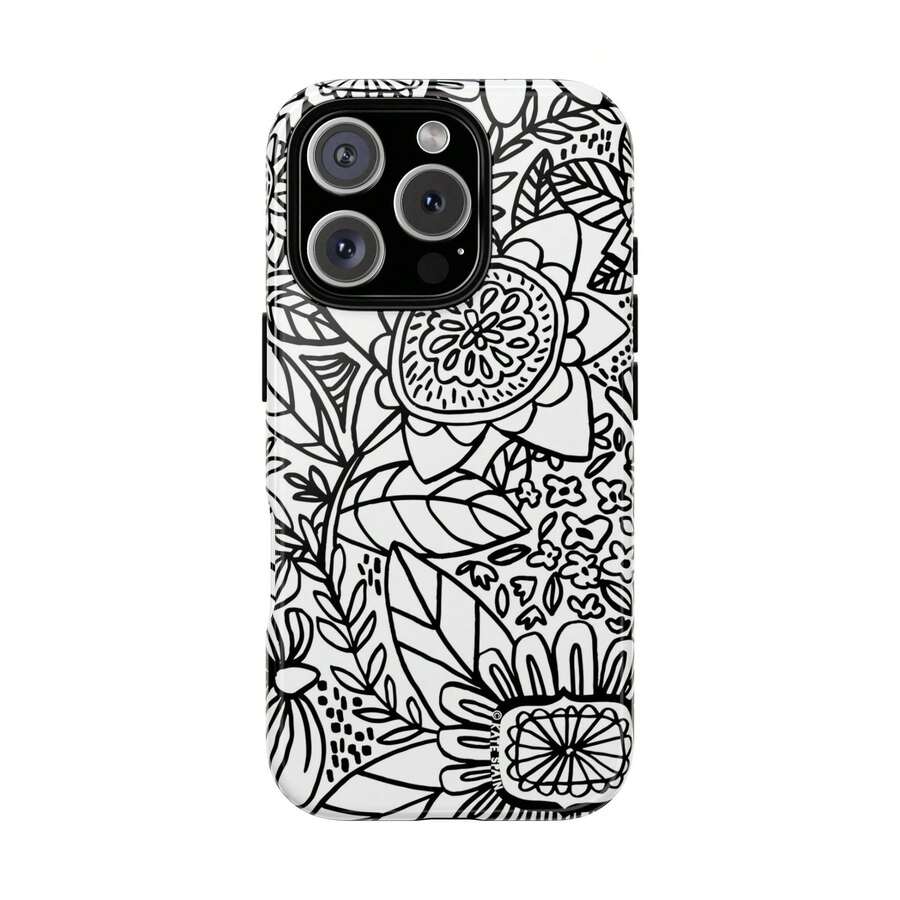 Tough Phone Case, Flower Graffiti Doodle For Samsung S25 24 23 17 16  15 Pro Max Case 14,  13 Cases, 12, 11 High-Quality Must-Have With|Does Not Affect Portable Charger| Can Be Placed In Phone Holder Car| Men Women Girly Gift - 混色 - 查看 1