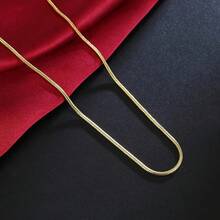 18K Gold Plated 925 Sterling Silver 1mm Snake Bone Necklace, Available In 16/18/20/22/24/26/28/30 Inches, Creative DIY Snake Bone Chain, Suitable For Men And Women, Fashionable Wedding Engagement Jewelry - Gold - View 3