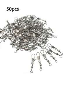 20/50/100 Durable Fishing Hook Connectors, Equipped With A Barrel-Shaped Rotating Device, Suitable For Freshwater And Saltwater Fishing