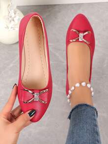 Zapatos Planos Para Mujeres, Zapatos Casuales Y De Moda Con Diamantes De Imitación Para Mujeres - Rojo - Ver 15