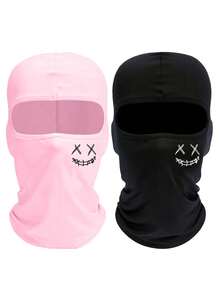 1/2/3pcs Unisex Printed Balaclava Face Mask, Suitable For Outdoor Activities Like Travel, Cycling, Hiking, Fishing In All Seasons