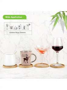 6pcs Bamboo Coaster Set With Holder, Suitable For Coffee Table, Wooden Coasters For Potted Plants, Tabletop Protection, Housewarming Gifts, Square/Round Bamboo Coasters For Flower Pots, Beverage Trays, Tabletop Plant Protection, Home Office Decor, DIY Mosaic Bamboo Coasters, Blank Pedestal Trays, Drink Coasters, Plant Coasters, Art Plates (6pcs Set, Mosaic Not Included) - Multicolor - View 10