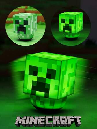 Minecraft 1pc Pixel Art Cute And Unbeatable Creeper Lamp, With Data Cable, Suitable For Gamers, Holiday Gifts, LED Stacked Cartoon Lamp, LED Night Lamp, Decorative Environment Lamp, Sleep Companion Night Lamp, Rechargeable Night Lamp, Creative Lamp Pendant, Fashionable New Creative Lamp, Ideal Choice For Decoration, Home Theater, Room Decoration, Perfect Gift, Christmas Gift