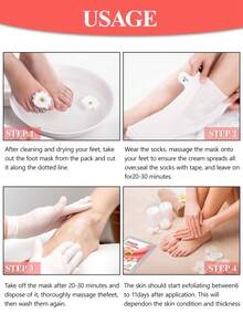 5双足部去角质足膜 - 去除粗糙、龟裂、干燥足部老茧，去除死皮 - 柔软足部去角质膜 - 注入桃子和芦荟提取物，无刺激足部去角质膜，居家水疗体验和礼物创意