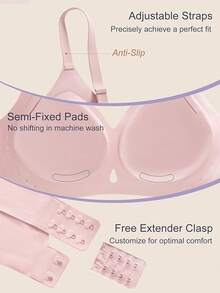 Wireless Jelly Bras For Women With Support - S-3XL Seamless Bra No Underwire Full Coverage Comfort T-Shirt Bralettehalloween - Hồng - Xem 8