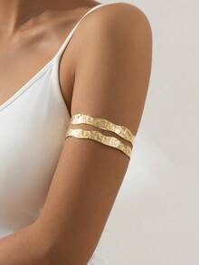 1pc Sleek Simple Golden Snake Bangle - Yellow Gold - View 10